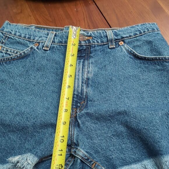 Levi’s Vintage 90’s Orange Tab High Rise Frayed Hem Cut Off Denim Shorts Sz 11 - Picture 11 of 11